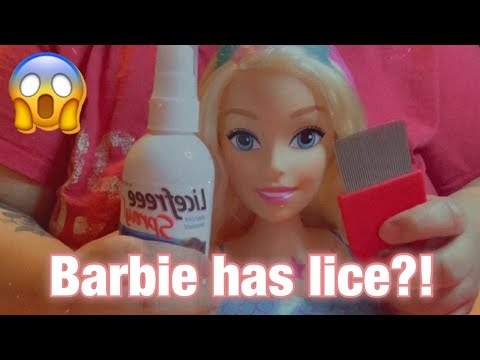 ASMR| Lice check on Barbie! 😱| whispering, lots of tools| kids toys