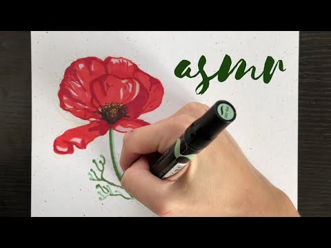 ASMR | Drawing Flowers • Drawing & Paper Sounds • Whispers •