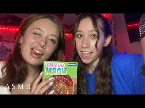MY SISTER DOES ASMR (EATING A GIANT GUMMY WORM) 🪱🪱