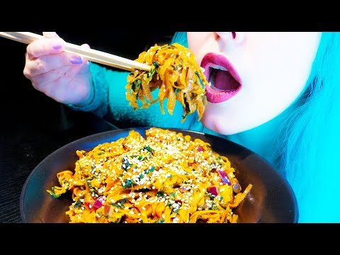 ASMR: Juicy Teriyaki Carrot Pasta w/ Spinach | Healthy Takeout ~ Relaxing Eating [No Talking|V] 😻