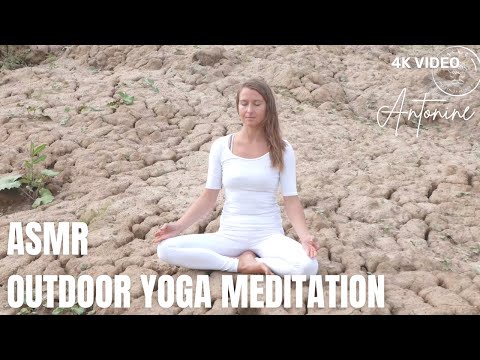 Yoga meditaing girl ASMR video with nature sounds birds crocks wind