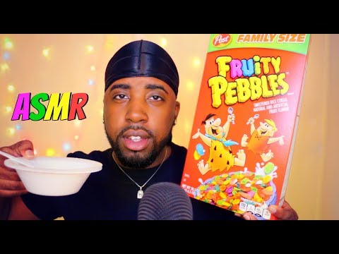 [ASMR] Fruity Pebbles Mukbang + Rambling | Crunchy, Popping Sounds (SO GOOD!)