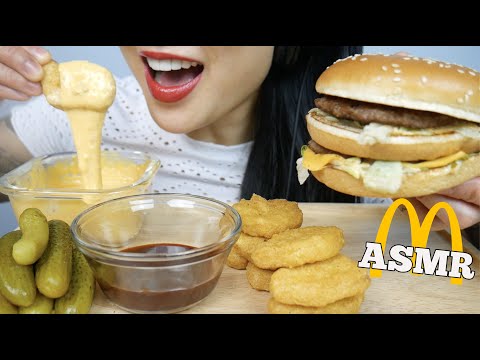 ASMR McDonalds CHICKEN NUGGETS BIG MAC NUCLEAR FIRE CHEESE SAUCE EATING SOUND NO TALKING | SAS-ASMR