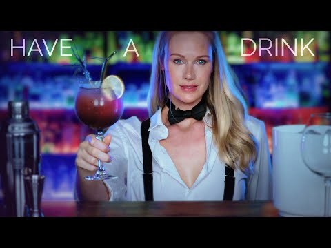 ASMR | BARTENDER ROLE PLAY | Positive Affirmation | Close-up Whispers & Tapping | Slow Jazz ambience