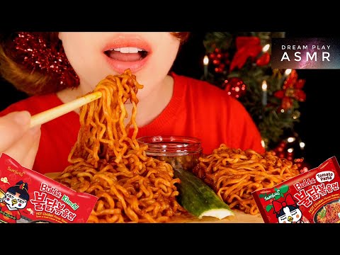 9 ★ASMR★ NEW Fire Noodles Mukbang & slimy Natto -  Big Bites | Dream Play ASMR