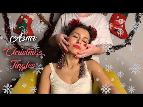 ASMR | 🎄 Tingles Face Neck and Shoulder Soft Touch and Scratch 🎄 (No Talking)