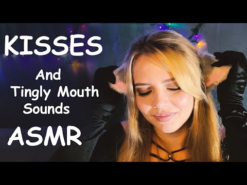 ASMR Kisses And Tingly Mouth Sounds. Chobit Chii Girl With long Hair. Satin Gloves
