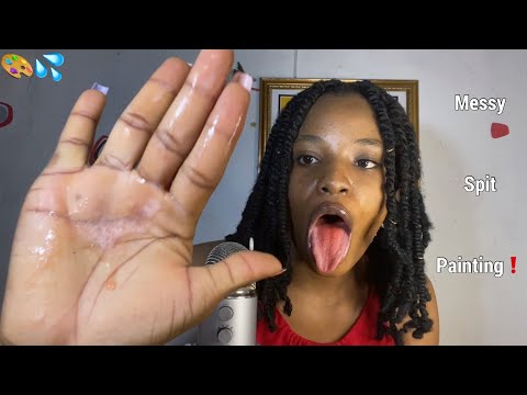 ASMR MESSY SPIT PAINTING 💦 Mouth & Spit Sounds| Video Request 💥