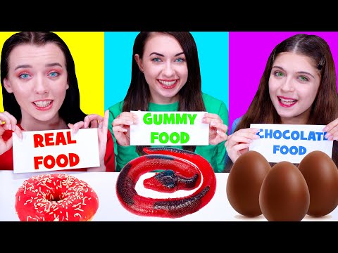 ASMR Real Food VS Jelly Chocolate Food Challenge By LiLiBu