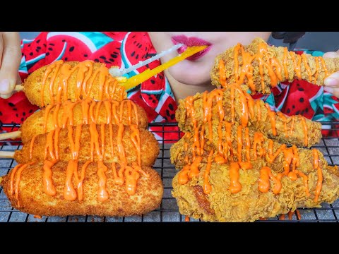 ASMR EATING FRIED CHICKEN X CORN DOGS , EATING SOUNDS | LINH-ASMR