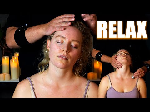 Real Person ASMR Treatment | Head & Scalp Massage with Light Facial Touching [No Talking]