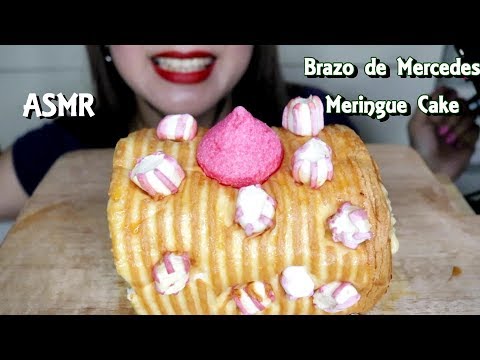 ASMR Meringue Cake Roll Brazo de Mercedes Eating Sounds No Talking