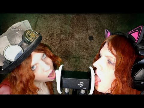 ASMR | Twin Ear Licking And Eating Two Girl Sucking (No Talking) | Mouth Sounds