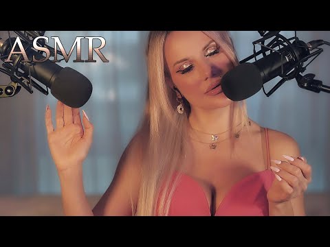 ASMR ❤ Soft Ear-to-Ear Unintelligible Whispering, Mic Blowing, Scratching and Rain Sounds✨😴
