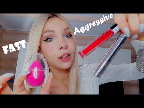 ASMR Doing your makeup in1 minute [Fast & Aggressive]