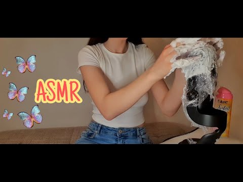 ASMR° shaving cream on mic, crinkles