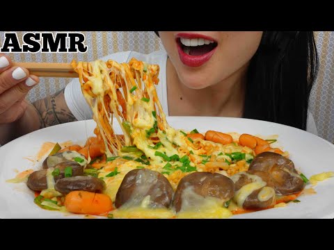 ASMR CHEESY SPICY NOODLES WITH OYSTER MUSHROOM AND HOTDOG (EATING SOUNDS) NO TALKING | SAS-ASMR