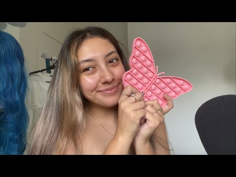 ASMR My new fave triggers! 💗~liquid highlighter/lip gloss sounds & pop it fidget toy~ | Whispered