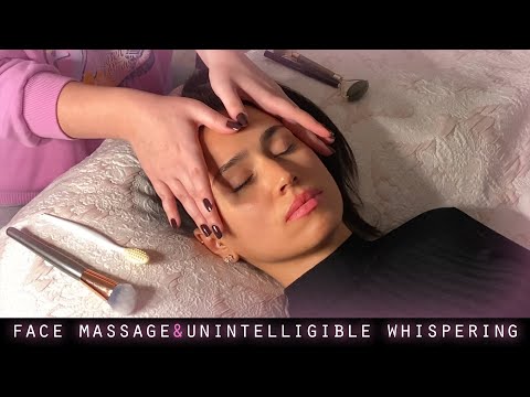 ASMR | Relaxing Real Person Face Massage ~ Gentle Touching & Caressing ~ Unintelligible Whispering 😴