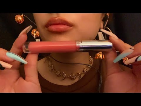 ASMR lipgloss application 💖 +mouth sounds, personal attention and tapping | no talking