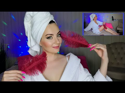 ASMR Legs & Feet Relaxation✨Giving Myself Tingles After Bath 🛁 Soft Feathers & Body Lotion