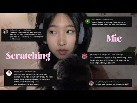 ASMR Fluffy Mic Scratching clip of your favourite parts pt.1(pencil, massager, comb, marker)