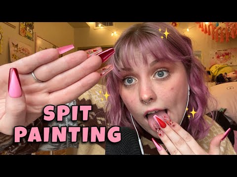 ASMR Spit Painting with Fun Props! Clicky Spitty Mouth Sounds, Personal Attention, + Rambling 💗✨👅