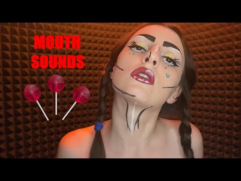 ASMR Mouth sounds👄😍 breath | licking Lollipop with Saliva 😉