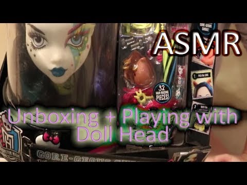 ASMR - Unboxing & Playing With Doll Head - Plastic Crinkles, Hair Sounds, Soft Talking