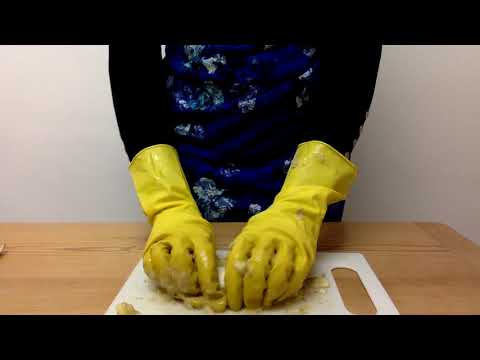 ASMR Mummy Yellow Rubber Gloves and Bananas