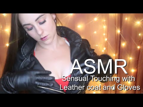 Sensual Body Touching, Rubbing with leather coat and gloves
