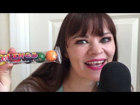 ASMR Dubble Bubble SEEDLINGS fruit 🍊 GUM satisfying chewing mouth sunny sounds package whisper