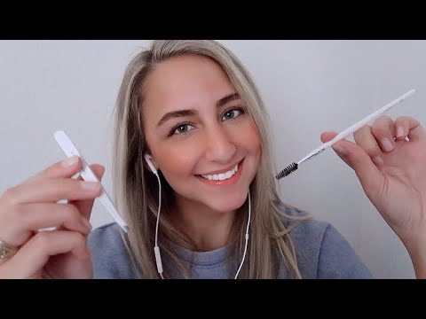 ASMR Doing Your Eyebrows RP (fast-paced plucking, mapping, spoolie)