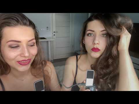 ASMR Twins Mouth Sounds Ear Eating & Kisses/ Близняшки Звуки Рта