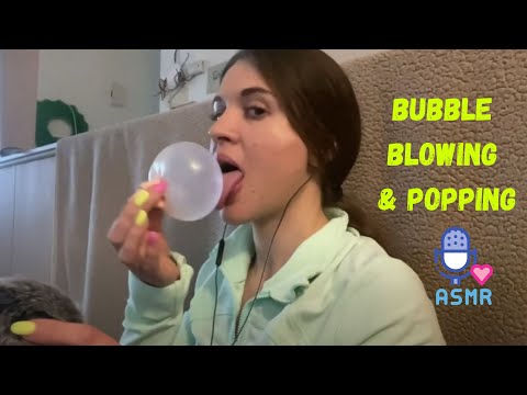 ASMR | Bubble Blowing & popping and mic scratching | side view