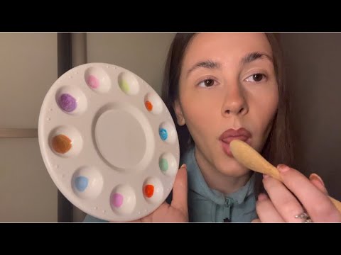 ASMR- Spit painting with real paint brushes for ultimate tingles (slightly chaotic)🎨