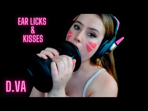 ASMR - INTENSE EAR LICKING WITH SOFT KISSES - D.va gives you ear licks