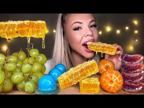 ASMR *TANGHULU HONEYCOMB* CANDIED FRUITS, TANGHULU EARTH GUMMY JELLY, BLOOD ORANGE, MUKBANG 먹방