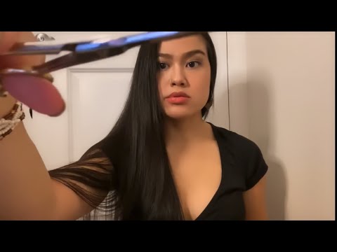 ASMR: Haircut Roleplay with Gum Chewing | Hair Styling | Hair Straightening 💤