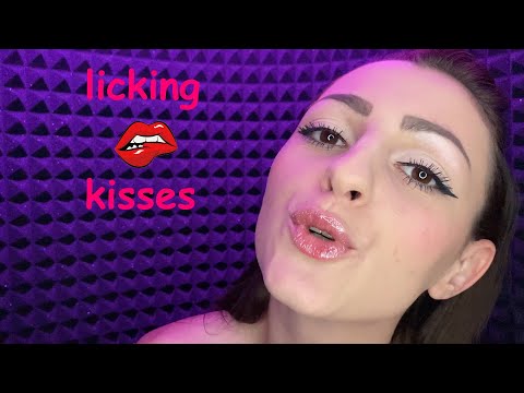 ASMR | Lens licking | licking & kisses 💋| Instense Lipgloss Application |