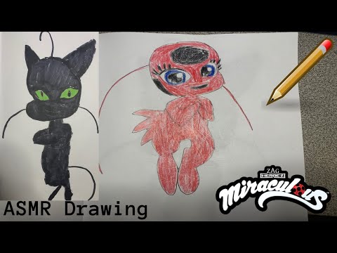 ASMR - Drawing Tikki and Plagg from Miraculous Ladybug (No Talking)