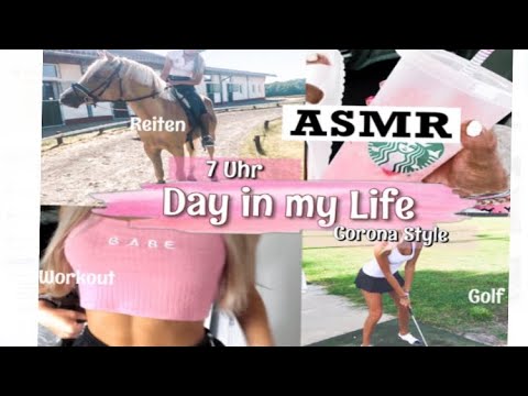 ASMR- DAY IN MY LIFE 🍓7Uhr (Workout,Reiten, Golf) Voice over [ASMR German/Deutsch]