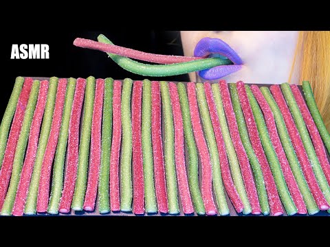 ASMR: SUPER SOUR & SUGARY CANDY ROPES | Apple & Strawberry Ropes 🍭 Relaxing Eating [No Talking|V]😻