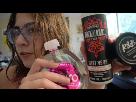 ASMR | Taking Care of Bleached and Dyed Hair | Hair Care Show & Tell | Whispering