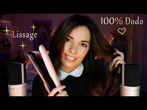 ASMR FR ~ 100% Dodo ♡Je Lisse mes Cheveux ♡ Relaxant Hair Play : Brossage, Caresses, Soin, Lissage