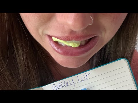 ASMR Gum Chewing Ramble - Making My Grocery List