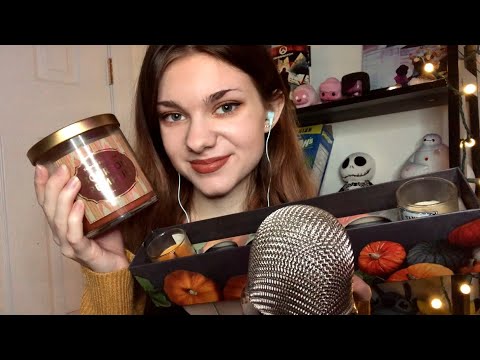 ASMR | Tapping on Autumn Candles 🍁🕯 | Scratching, Lid Sounds, Whispering