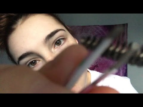ASMR| Doing Your Eyebrows | plucking | tingly mouth sounds|