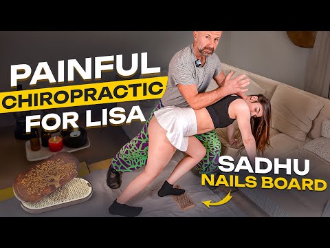 PAINFUL PRACTICE OF STANDING ON BOARD WITH NAILS "SADHU" AND CHIROPRACTIC ADJUSTMENT FOR GIRL LISA