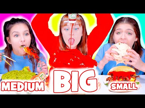 ASMR Big VS Medium VS Small Sauce Challenge (Fries, Burger, Pizza) Mukbang